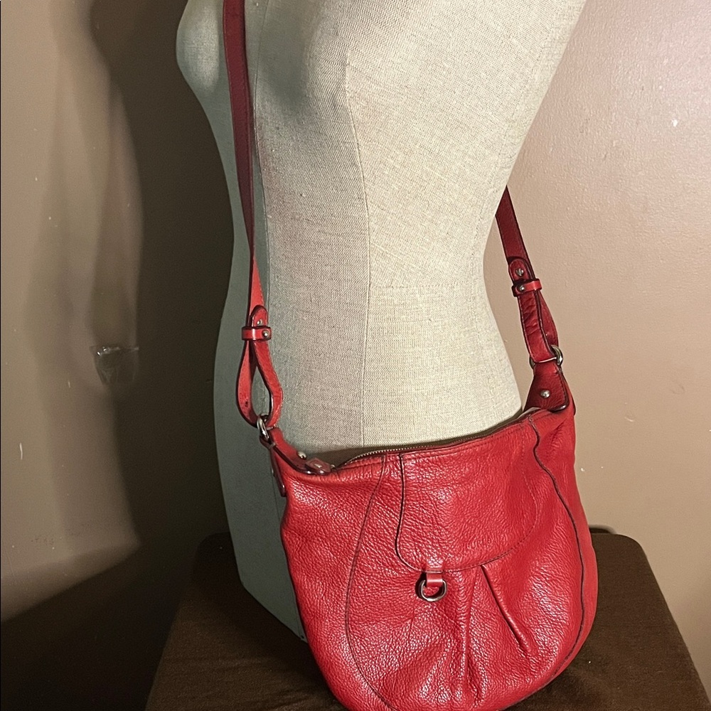 😄Vintage red pebble leather crossbody bag shoulder